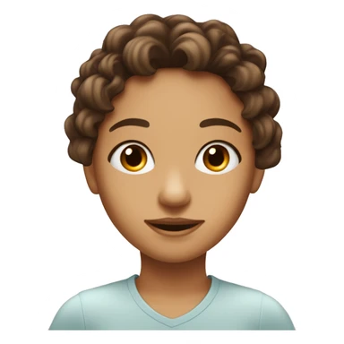 Una adolescente con ojos café claro, cabello marrón cla y con flequillo sticker