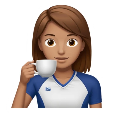 Brown hair volleyball player sipping tea sticker