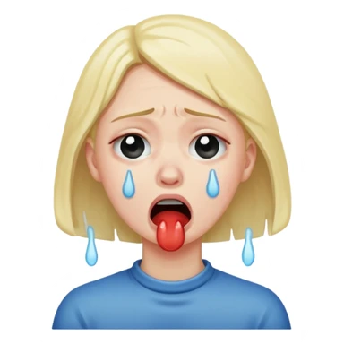 person choking themself while crying sticker