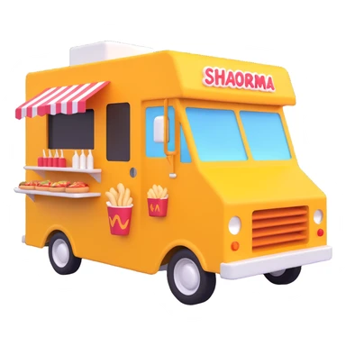 generate me a 3D shaorma food truck red sticker