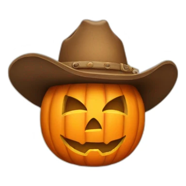 happy jackolantern with a cowboy hat sticker