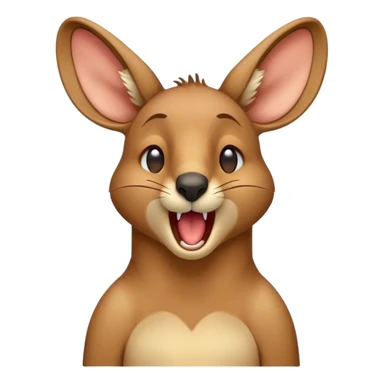Cinematic Realistic Cute Yawning Kangaroo Portrait Emoji, Head tilted slightly with a dramatic, wide-open yawn, showcasing a soft, textured tawny coat with gently drooping ears and half-closed, drowsy eyes, rendered in exquisite natural detail, high shine, relaxed yet expressive, styled with a dash of rustic charm, soft glowing outline, capturing the essence of a sleepy yet affectionate kangaroo that appears ready to stretch out and settle into a peaceful nap! sticker