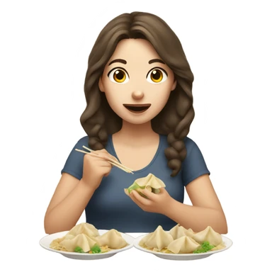 Brown hair Girl eating dumplings sticker