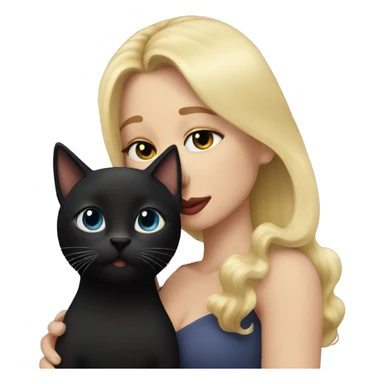 Pretty long blonde haired woman kissing Black cat sticker