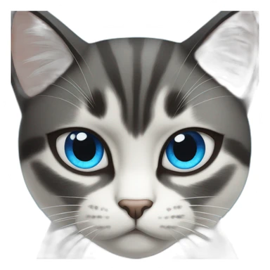 white and black angry cat with white stomach and blue eyes sticker