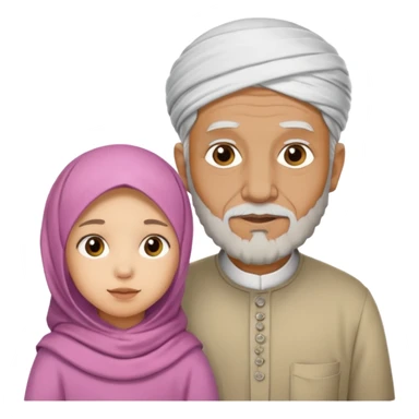 Old Muslim man with little girl sticker