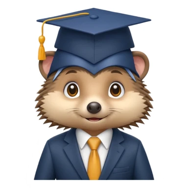 A hedgehog student dressed in a suit and wearing a square academic cap. sticker