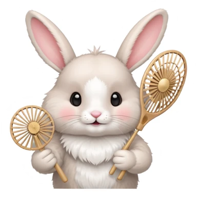 A rabbit hold a folding fan playfully sticker