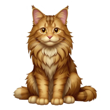 cinematic-[maine coon cat]-realistic-full-body-sitting-emoji,-tail-curled-playfully-around-its-paws,-head-tilted-dramatically,-scruffy-[maine coon]-fur,-simplified-yet-realistic-focused-features,-highly-detailed,-glowing-with-an-almost-sarcastic-glow sticker