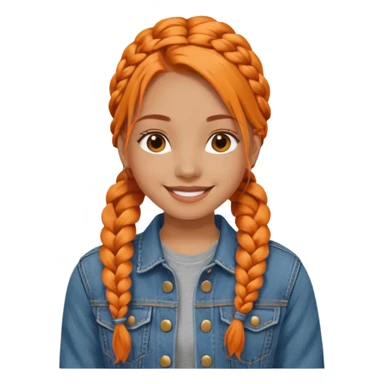 orange braids hair girl, tan skin, wear jean jacket sticker