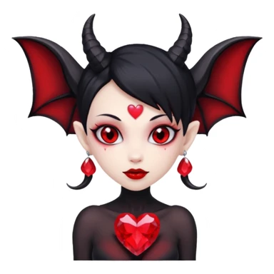 small black succubus wings, cryhstal heart red, black heart tail (HEART) sticker