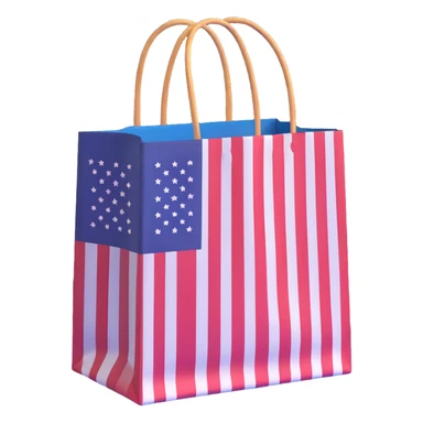 shopping bag with USA flag pattern sticker