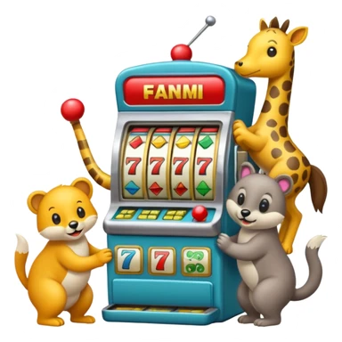 animals playing a slot machine sticker