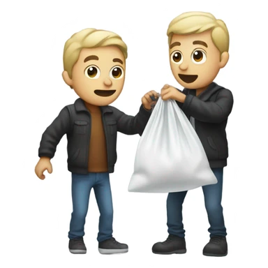 Thug giving sugar in a clear bag to someone  sticker