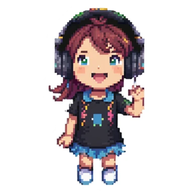 excited gamer girl in headphones sticker