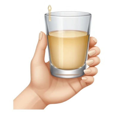 a hand holding a tiny shot glass sticker