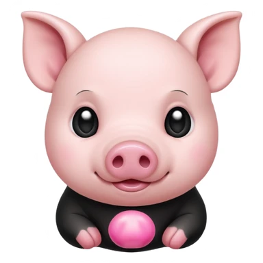 white and black baby pig sticker
