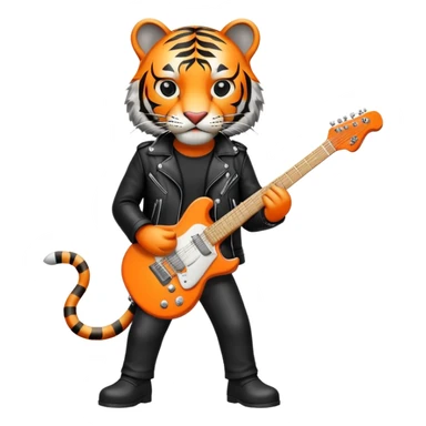 Rock star tiger with electric guitar and leather jacket sticker