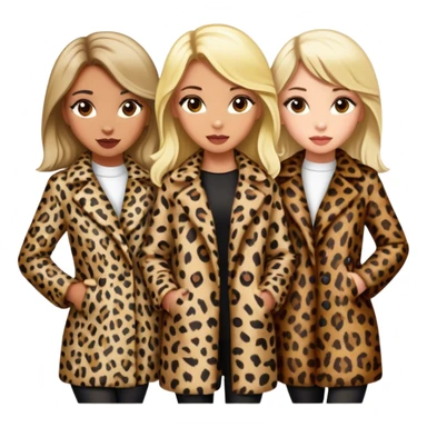 Blonde and brunette girl in leopard print coats sticker