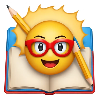 Create a vibrant emoji representing comic books and graphic novels. The design should feature a large, open comic book or vintage comic magazine with pages displaying classic comic art, with text. The comic pages should have bold, dynamic panels and action scenes. Include a pencil writing on the pages, but without a hand, to symbolize the artistic creation of comics. Use bright colors like red, blue, and yellow, with a retro feel to the design. Make the background transparent. sticker