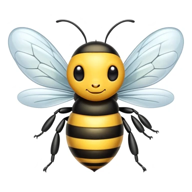 A cute yellow and black striped bee with transparent wings sticker