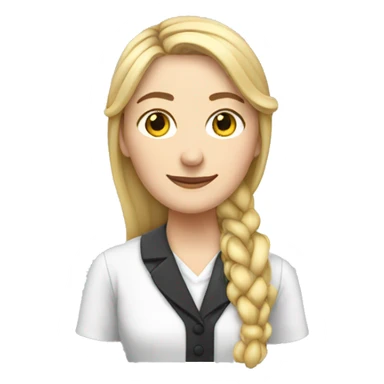 a french teacher with a long braid she is blonde hair and has a massive side parting sticker