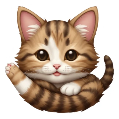 dark brown tabby and white kitten upside down with eyes closed sticker