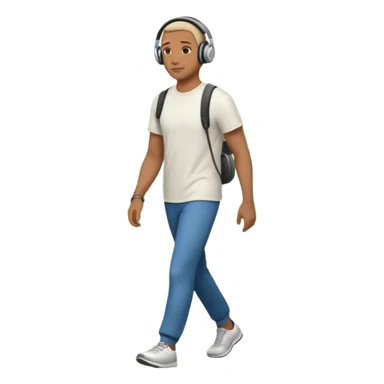 man walking hish a head phone on ears sticker