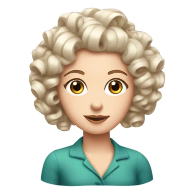 A white girl has curlers on her hair sticker