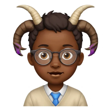 black child with goat horn and eyeglasses sticker