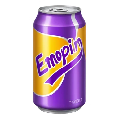 yellow soda can with purple name sticker