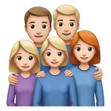 Happy family of 5: mom, dad, two sisters and brother sticker