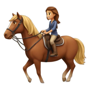 A boy riding on the horse at early morning with his girlfriend  sticker
