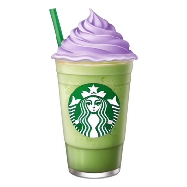 Starbucks iced matcha latter with pastel purple cold foam on top sticker