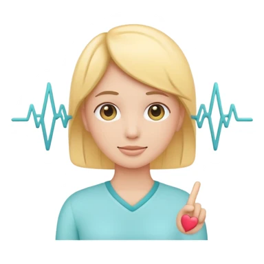 Smart health assistant emoji logo, human silhouette + pulse line, simple vector, soft colors sticker