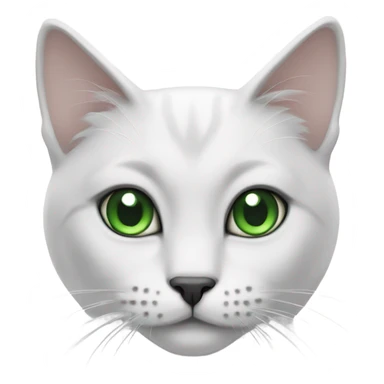 white cat with green eyes and black nose and gray ears sticker