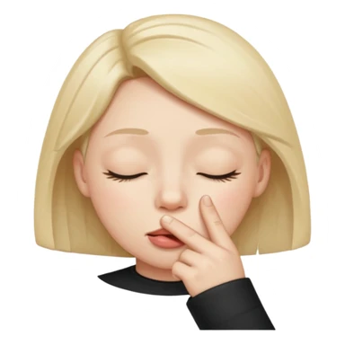 una cara con los ojos cerrados y con un dedo en la boca coqueta  sticker