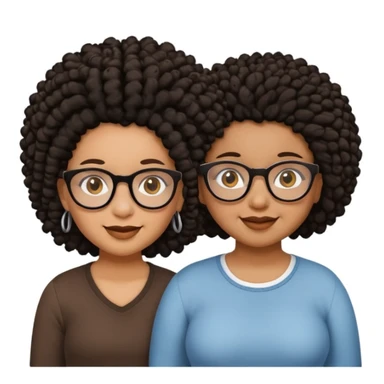 Chubby brown skin girl with glasses, brown eyes, black curly afro and a shorter skinny vrown skin girl with black dreadlocs and brown eyes sticker