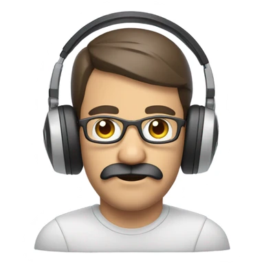 Mustached man with a gamer headset sticker