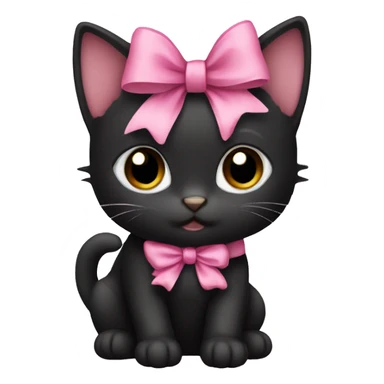 Black kitten with pink bow sticker