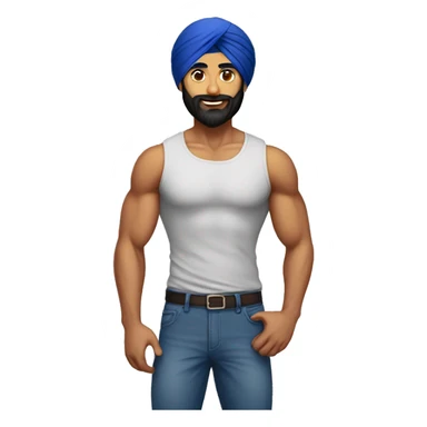 Sikh guy wearing a shirt muscular body sticker