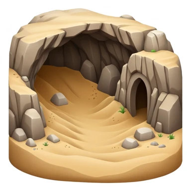 generate realistic detailed cave in 3d style with sand  sticker