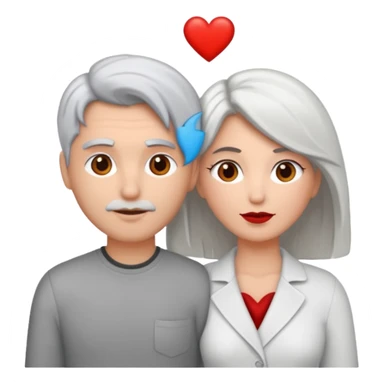 bonjour,
peux-tu générer un émoji d'un couple hétérosexuel, composé d'une femme blanche ayant les cheveux gris clair, accolée à un homme blanc avec les cheveux brun, le tout avec un cœur entre les 2 pour les lier
merci sticker