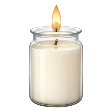 ultra minimal icon of a cream-white candle in a simple glass jar labeled “cotton”, three small flames, clean lines, soft neutral tones, modern elegant vector style, transparent background sticker