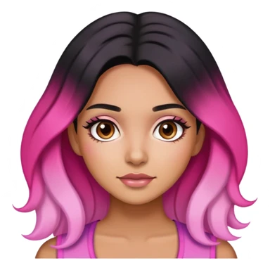 latina with tan skin, brown eyes, black hair, pink ombre hair tips sticker