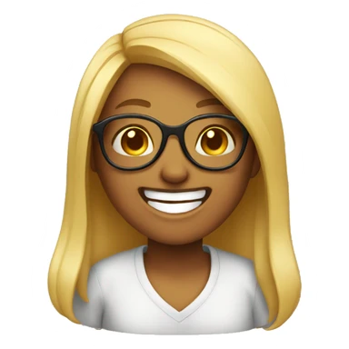 girl emoji with glasses laughing sticker