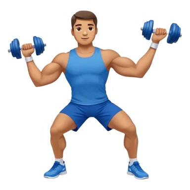 man with blue shorts doing side-lateral raise (T pose) with light dumbbells sticker