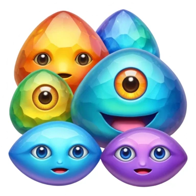 colorful minerals with eyes and mouth sticker