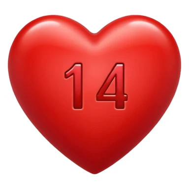 the number "14" in a red heart sticker