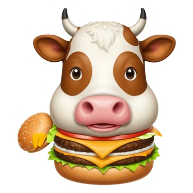 Cow eating burger sticker